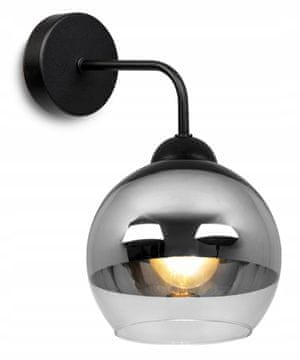 shumee Elegantna stenska svetilka s steklenim senčnikom, kromirana LED