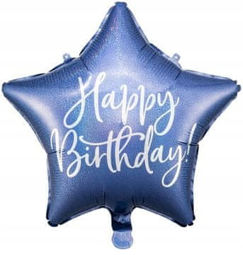 PartyDeco Folija balon "Vse najboljše za rojstni dan", 40 cm, temno moder