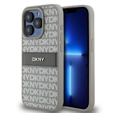 DKNY Ovitek iz usnja dkny za iPhone 15 Pro Max, bež, z enobarvnimi črtami