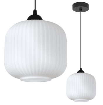 shumee Viseča svetilka Riffle črna, 1-PL, bela, cilindrična, 20CM E27