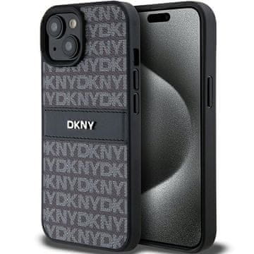 DKNY Ovitek za iPhone 15 DKNY Leather Mono Stripe Metal Logo Black