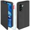 Magnetni ovitek za Samsung A17 5G, zapiralni, črn + 9H steklo