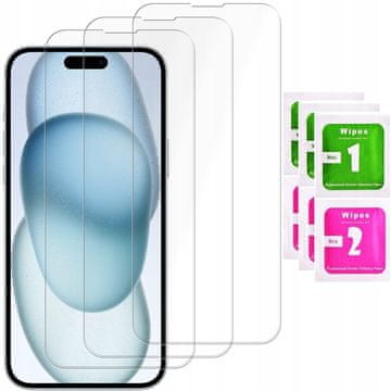 shumee 3x kaljeno steklo za Apple iPhone 15 Plus steklo 9H | 3-PAKET