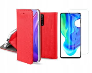shumee Ovitek/knjiga z zaklopom za Xiaomi Mi 10T 5G rdeč + 9H steklo
