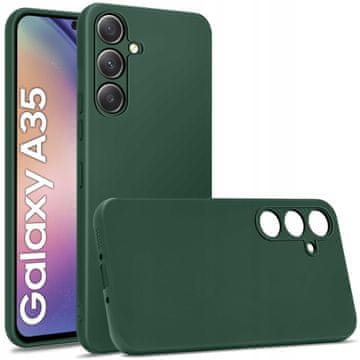 shumee Silikonski mat ovitek za Samsung Galaxy A35 5G zelen + steklo