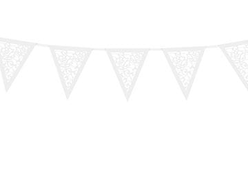 Zastave - girlanda z ornamentom, bela, dolžina 300 cm, 1 kos.