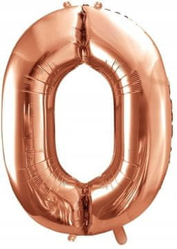 PartyDeco Folija balon številka "0", rožnato zlata barva, 86 cm, 1 kos.