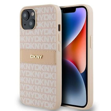 DKNY Ovitek za iPhone 14 DKNY Leather Mono Stripe Metal Logo Pink