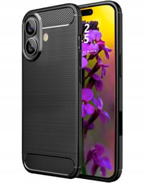 shumee Ovitek za iPhone 16, karbonski, zadnji ovitek, črn + steklo
