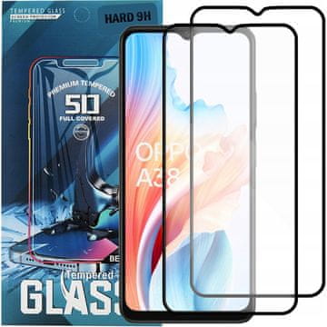 shumee 2x kaljeno steklo za Oppo A38 (celoten zaslon, poln 5D, 9H)
