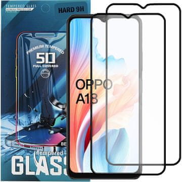shumee 2x kaljeno steklo za Oppo A18 (celoten zaslon, poln 5D, 9H)