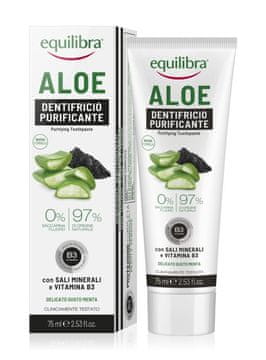 Beauty Formulas Čistilna zobna pasta Equilibra Aloe z aktivnim ogljem 75 ml