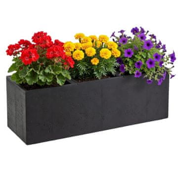 shumee Betonique cvetlični lonček na kolesih, recikliranje, črn, 90x30xv30 cm
