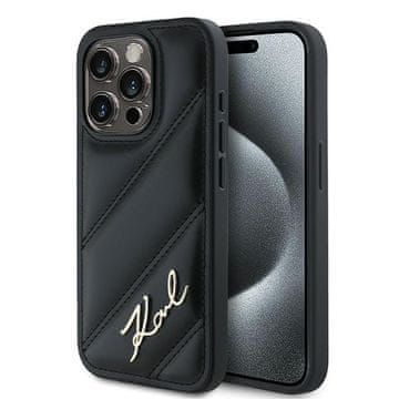 Karl Lagerfeld Ovitek za iPhone 14 Pro Karl Lagerfeld Hard Diagonal Quilted črne barve