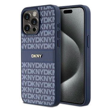 DKNY Ovitek DKNY Leather Mono Stripe Metal Logo za iPhone 15 Pro Max, moder