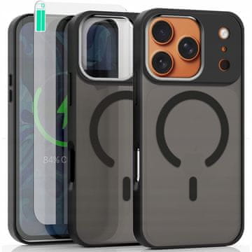 shumee Ovitek za iPhone 17 PRO, ojačan 360° mat ovitek za Magsafe + 9H steklo