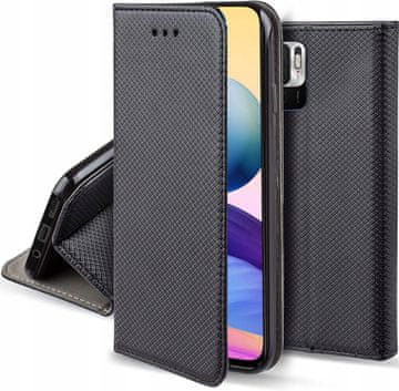 shumee Ovitek/knjiga za xiaomi redmi note 10 5G magnet črne barve + 9H steklo