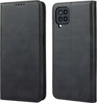 shumee Pametni magnetni ovitek za Samsung Galaxy A12 M12 črne barve s steklom