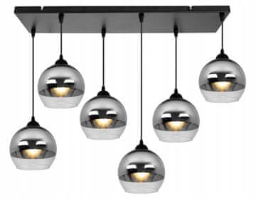 shumee Elegantna viseča svetilka s steklenim senčnikom in kromirano LED diodo