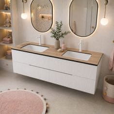 shumee HPL pult za omarico za umivalnik 100 cm 100,5 x 46 cm, hrast Castello z luknjami