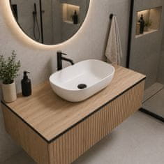 shumee HPL pult za omarico za umivalnik 100 cm 100,5 x 46 cm, hrast Castello z luknjami