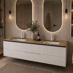 shumee HPL pult za omarico za umivalnik 100 cm 100,5 x 46 cm, hrast Castello z luknjami