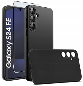 shumee Ovitek za Samsung Galaxy S24 FE, mehak mat mat hrbtni del + 9H steklo