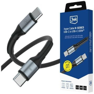 3MK 3MK Hyper kabel N-serije USB-C na USB-C 1,5 m 20V/5A 100W črne barve