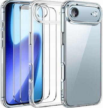 shumee Ovitek za iPhone 17 AIR Prozoren silikonski prozoren ovitek + steklo