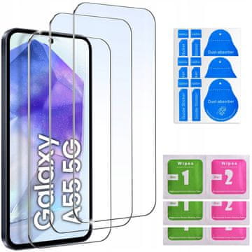 shumee 3x kaljeno steklo za Samsung Galaxy A55 5G steklo 9H komplet 3 kosov