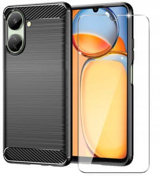 shumee Ovitek za Xiaomi Redmi 13C 4G /Poco C65 Carbon zadnja stran + steklo