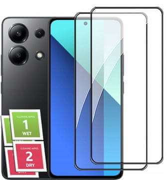 shumee 2x kaljeno steklo za Xiaomi Redmi Note 13 4G celozaslonsko steklo 5D