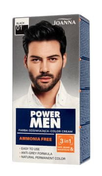 Joanna Joanna Power Men barvna krema 3v1 barva za lase za moške št. 01 črna