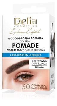 DELIA Delia Eyebrow Expert vodoodporna pomada za obrvi 3.0 temno rjava 7 g