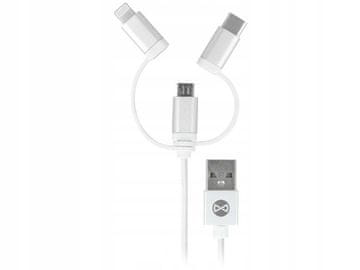 shumee Kabel Forever 3v1 USB - Lightning + USB-C + microUSB 1,0 m 1,5A bel