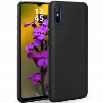 shumee Ovitek za Xiaomi Redmi 9A / 9AT / 9i, silikonski, črn, mat + steklo