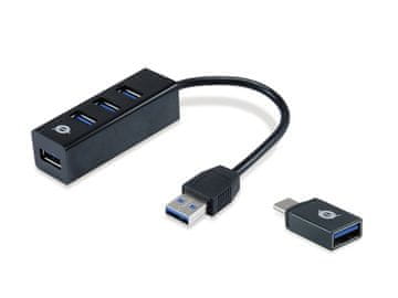 Conceptronic HUBBIES04B USB 3.2 Gen 1 vozlišče 4-portno črne barve