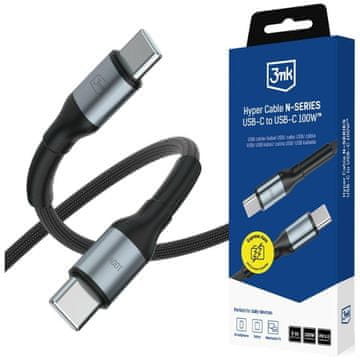 3MK 3MK Hyper kabel N-serije USB-C na USB-C 3 m 20V/5A 100W črne barve