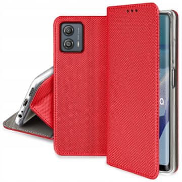 shumee Rdeč preklopni ovitek za Motorola Moto G53 pametni magnet + steklo