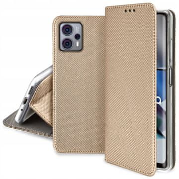 shumee Zlat preklopni ovitek za Motorola Moto G53 pametni magnet + steklo