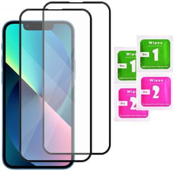 shumee 2x kaljeno steklo za Apple iPhone 13 mini, celozaslonski 5D steklo