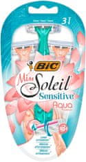 Bic Brivnik Bic Miss Soleil 3 Sensitive Aqua Colours, 1 paket - 3 kosi