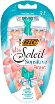 Bic Brivnik Bic Miss Soleil 3 Sensitive Aqua Colours, 1 paket - 3 kosi