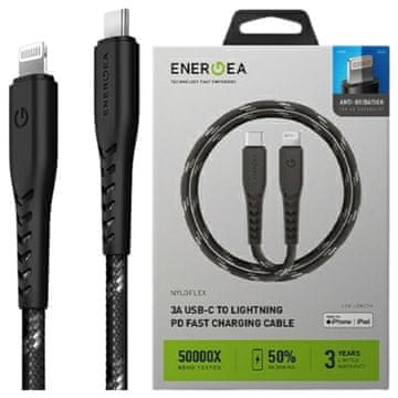 shumee Energea Nyloflex USB-C - Lightning kabel C94 MFI 1,5 m črne barve