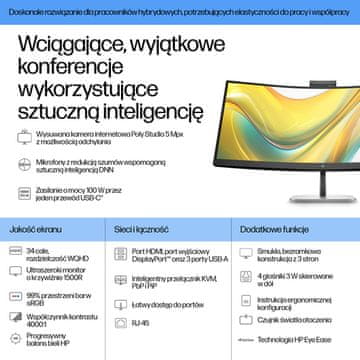 HP HP 534pm 34-palčni profesionalni konferenčni monitor WQHD z USB-C