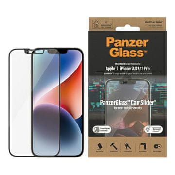 PanzerGlass Kaljeno steklo za iPhone 14 PanzerGlass CamSlider Antibakterijsko