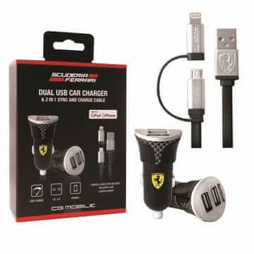 Ferrari Ferrari polnilnik febcccbunbk 2v1 MFI lightning/micro USB črn/črn