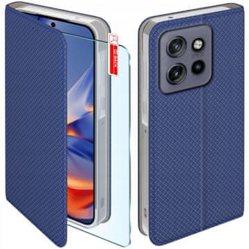 shumee Ovitek za Motorola edge 50 Neo z zaklepom, moder, ovitek + steklo