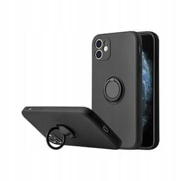 shumee Silikonski ovitek za iPhone 13 PRO z obročki, črne barve + steklo