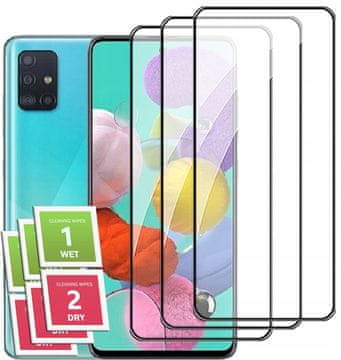 shumee 3x kaljeno steklo s polno pokrivnostjo za Samsung A71 / A71 5G 5D